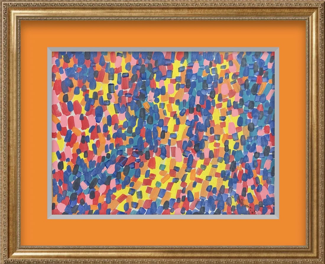 Alma Thomas, Acrylic on Paper, American (1891 - 1978): Artist, Year: Alma Thomas (1891 - 1978). Origin: American. Medium: Acrylic on Paper. Dimensions: 12? x 17?. Condition: Good overall. Additional Information: Signed lower right corner 'Alma Thomas 65'.