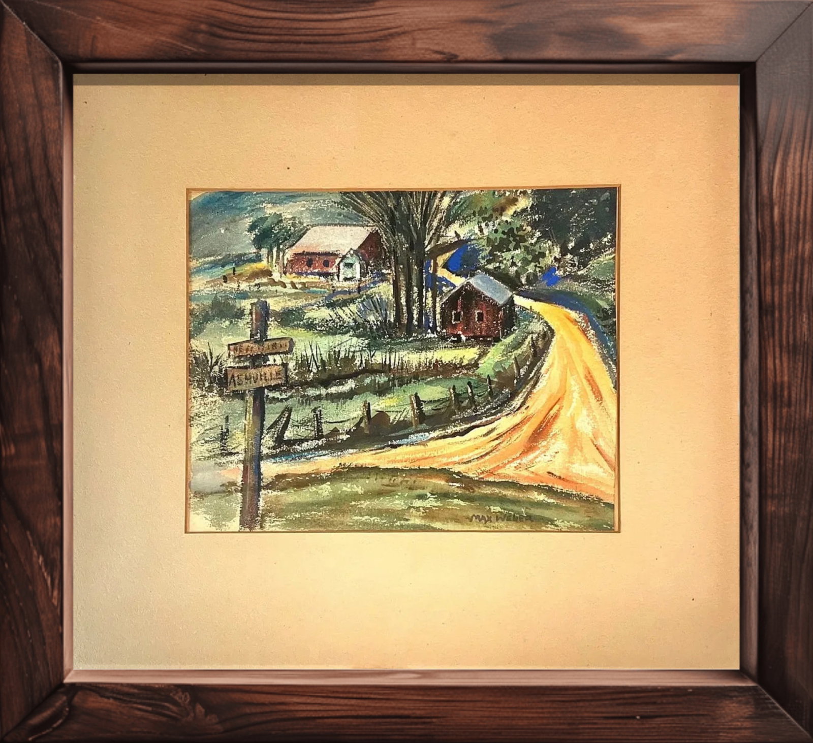 Max Weber, Watercolor on Cardboard, Russian (1881 - 1961) 'Country Road' (1 of 9)