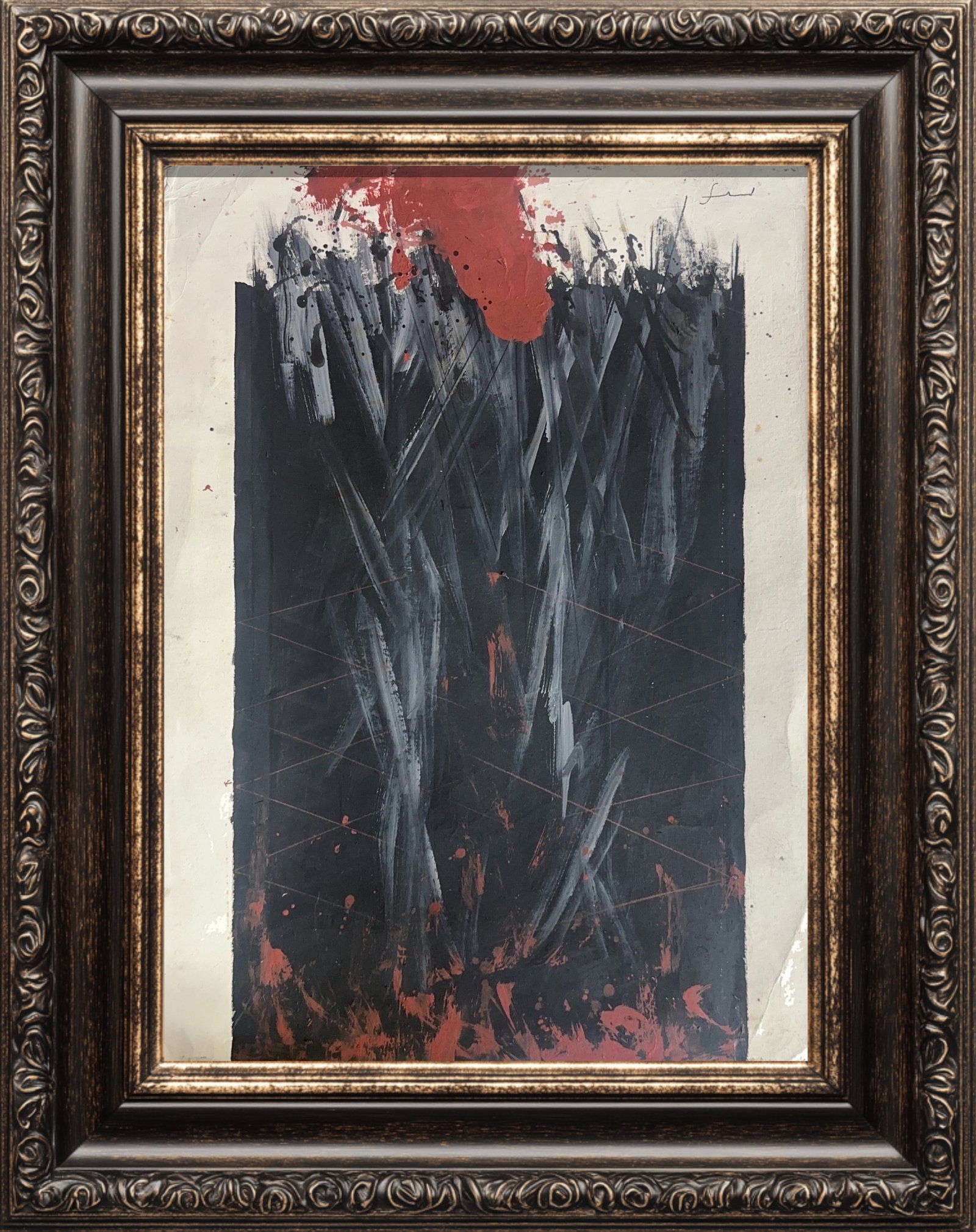 Emilio Scanavino, Watercolor/Mix-Media on Paper, Italian (1922 - 1986): Artist, Year: Emilio Scanavino (1922 - 1986). Origin: Italian. Medium: Watercolor/Mix-Media on Paper. Dimensions: 6 3/4'' x 12.5''; 24'' x 19''. Condition: Good overall. Provenance : In Private Collec