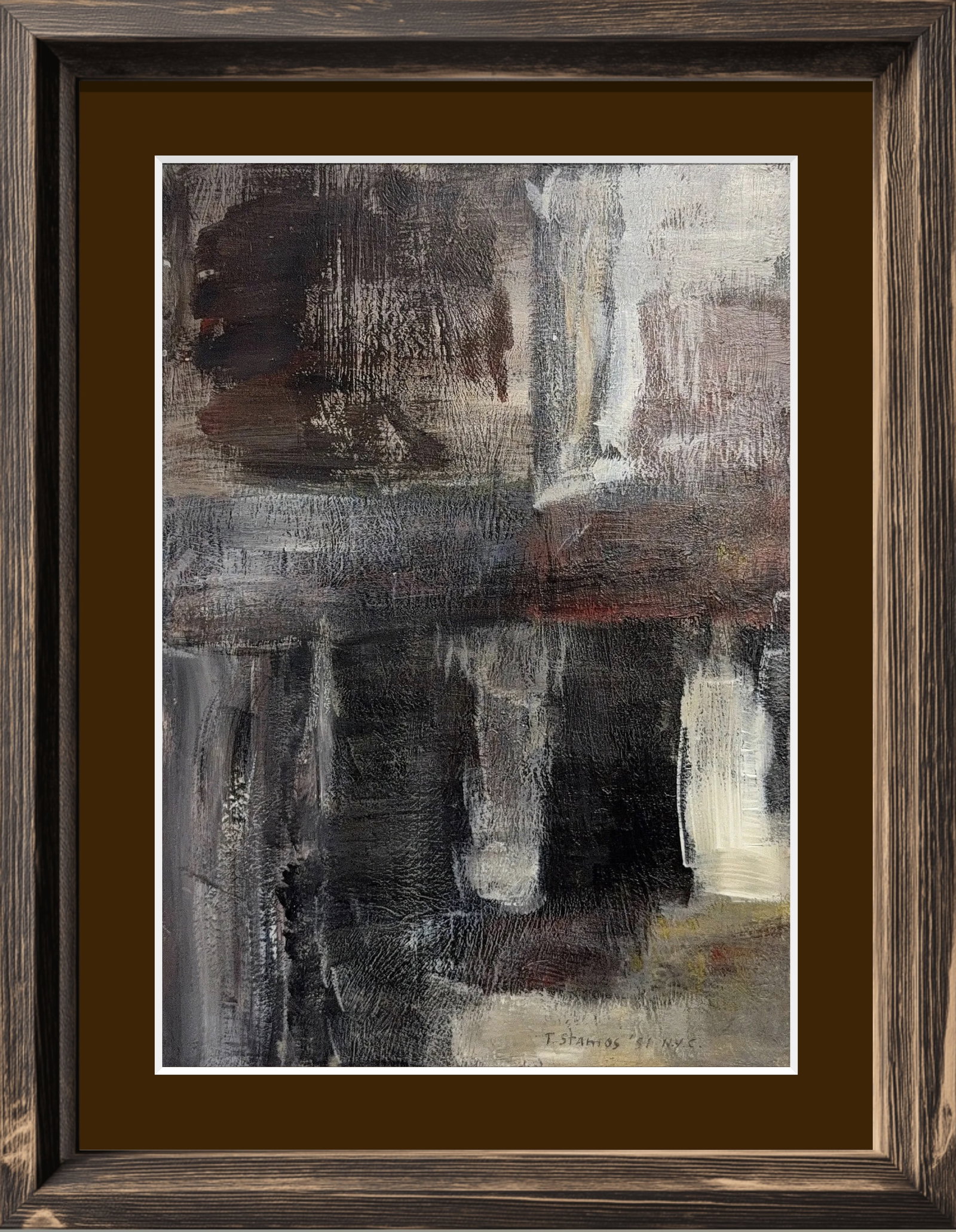 Theodoros S Stamos, Oil/Acrylic/Mix-Media on Wood Board, American (1922 - 1997): Artist, Year: Theodore S. Stamos, (1922 - 1997). Origin: American. Medium: Oil on Paper. Dimensions: 13'' x 9''. Condition: Good overall. Provenance : In Private Collection. Purchased from the Estate 
