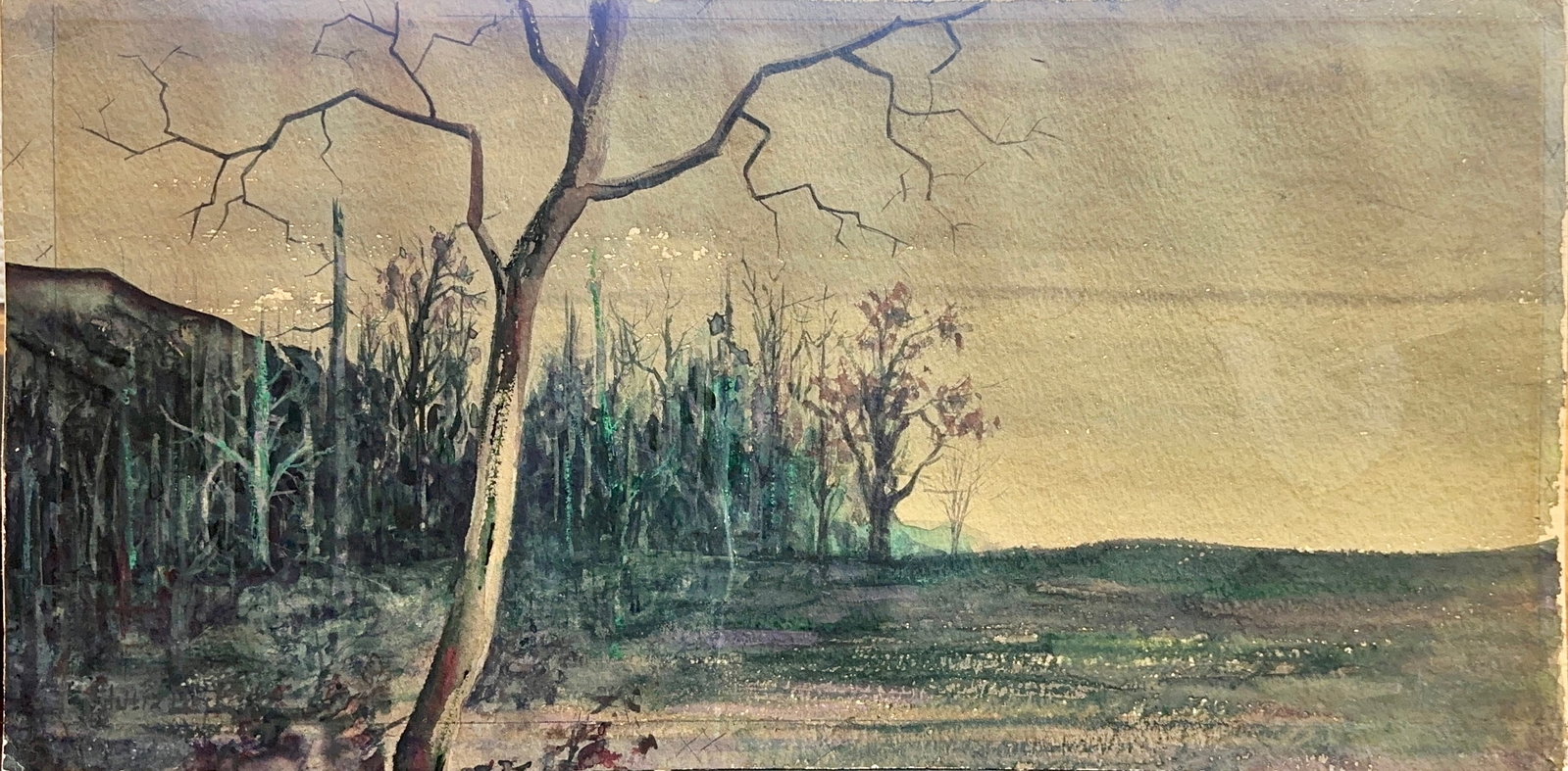 Julia Beck, Watercolor on Paper, Swidish (1853 - 1935): Artist, Year: Julia Beck (1853 - 1935). Origin: Swidish. Medium: Watercolor on Paper. Dimensions: 8 1/4" x 16 1/4''. Condition: Good overall. Provenance : In Private Collection. Purchased from the Est
