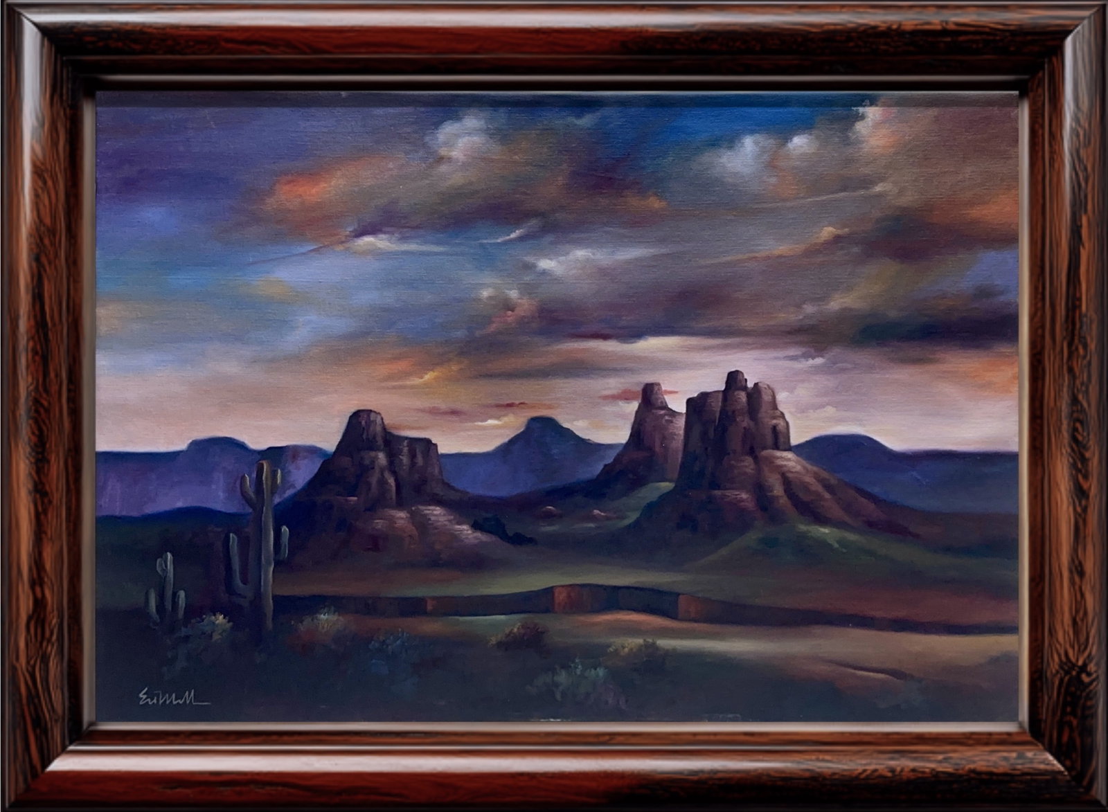 Ed Mell, Oil on Canvas, American (1942 - 2024): Artist, Year: Ed Mell, (1942-2024). Origin: American. Medium: Oil on Canvas. Dimensions: 23.5'' x 35.5''. Condition: Good overall. Provenance: IN PRIVATE COLLECTION. Additional Information: Signed low