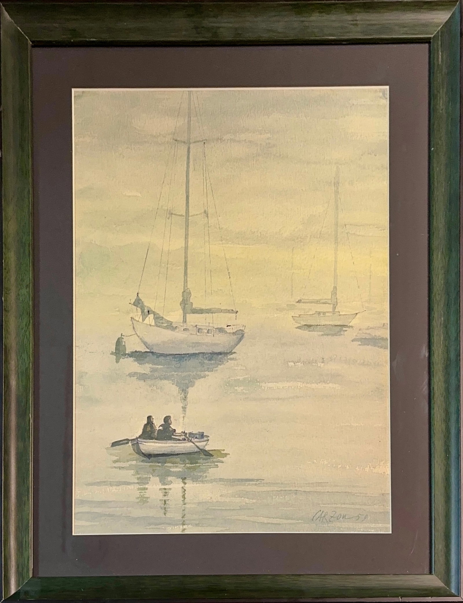 Jean Carzou, Watercolor on Paper, French-Armenian (1907-2000): Artist, Year: Jean Carzou, (1907-2000). Medium: Watercolor on paper. Dimensions: 14? x 10.5?;19? x 15.5?. Condition: Good overall. Additional Information: Signed lower right, dated 1959. The painting 