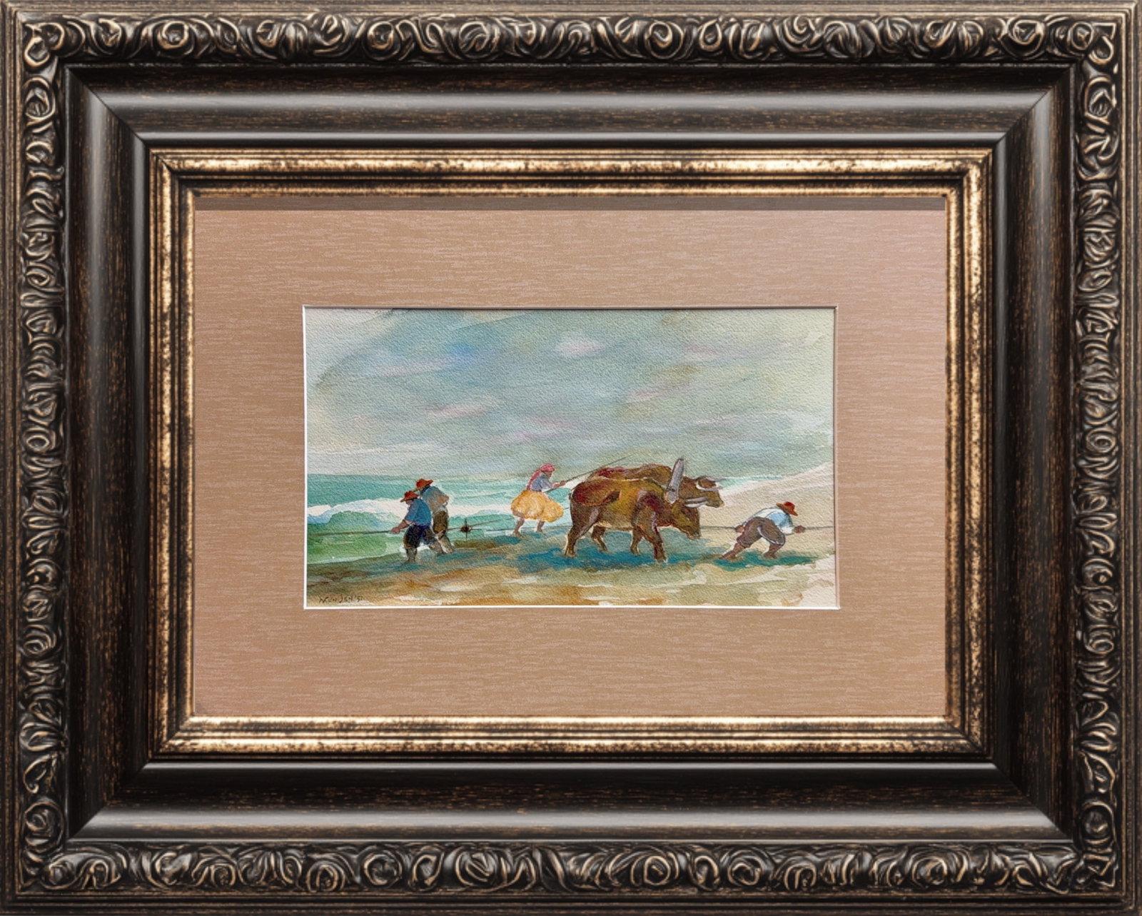 Yong Mun Sen, Watercolor on Hardboard, Malaysian (1896-1962): Artist, Year: Yong Mun Sen, (1896 - 1962). Medium: Watercolor on hardboard. Dimensions: 9'' x 16''. Condition: Good overall. Additional Information: Signed lower left, dated 1951. The painting is in o
