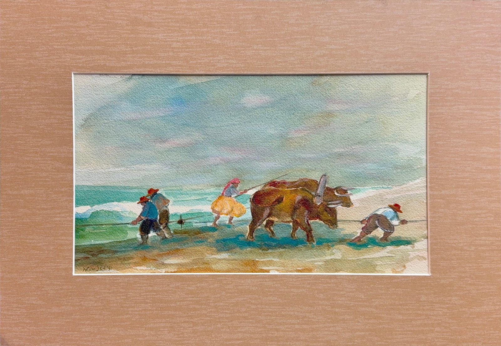 Yong Mun Sen, Watercolor on Hardboard, Malaysian (1896-1962): Artist, Year: Yong Mun Sen, (1896 - 1962). Medium: Watercolor on hardboard. Dimensions: 9? x 16?. Condition: Good overall. Additional Information: Signed lower left, dated 1951. The painting is in ove