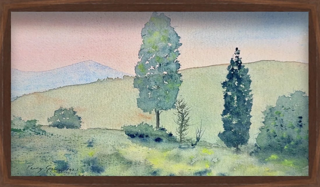 Percy Gray, Watercolor on Paper, American (1869 - 1952): Artist, Year: Percy Gray, (1869 - 1952). Origin: American. Medium: Watercolor on Paper. Dimensions: 6'' x 10''. Condition: Good overall. Provenance : In Private Collection. Description: KEYWORDS: Cali