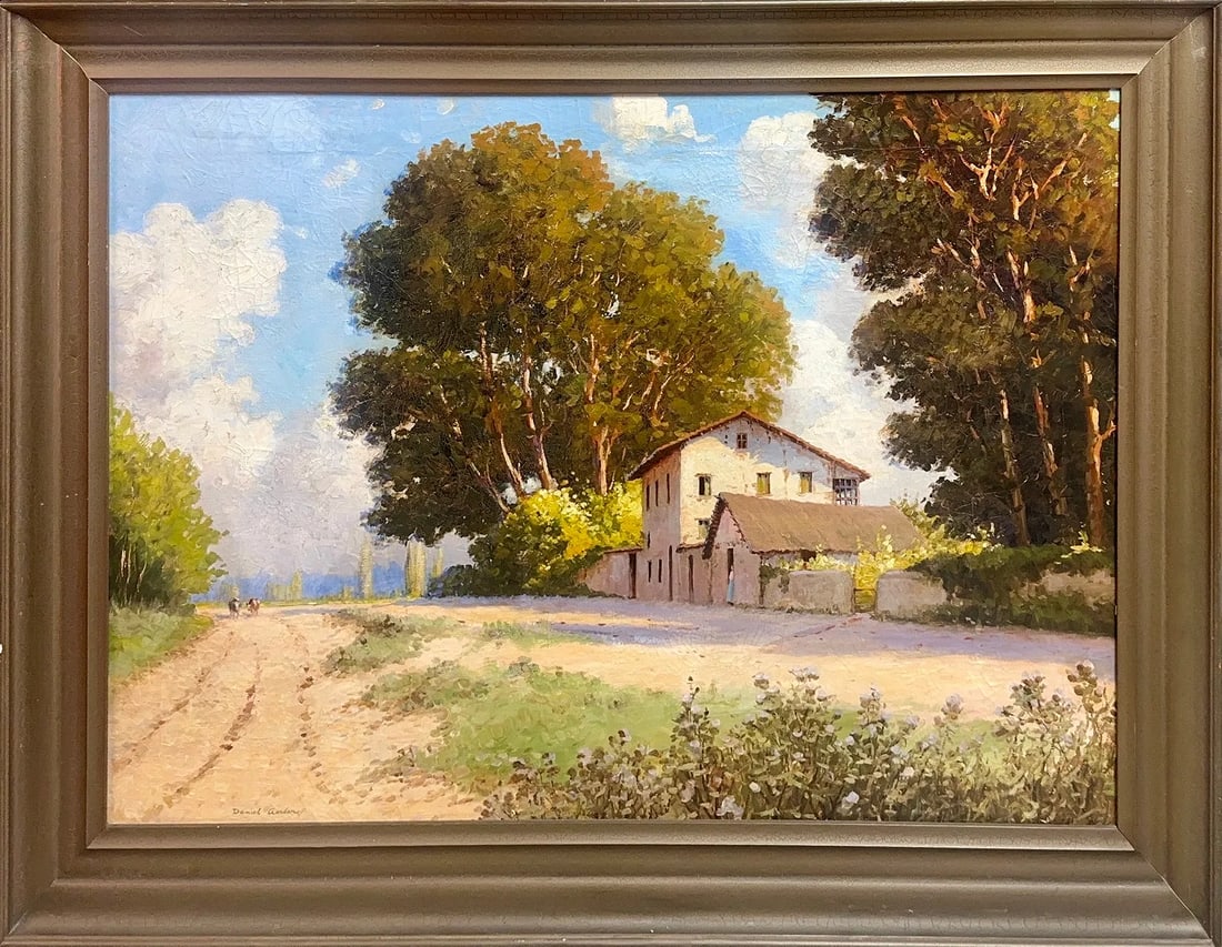 Daniel Garber, Oil on Canvas, American (1880-1958): Artist, Year: Daniel Garber, (1880-1958). Origin: American. Medium: Oil on canvas. Dimensions: 27'' x 38.5''; 34'' x 45 3/4''. Condition: Good overall. Provenance: IN PRIVATE COLLECTION. INHERITED FRO