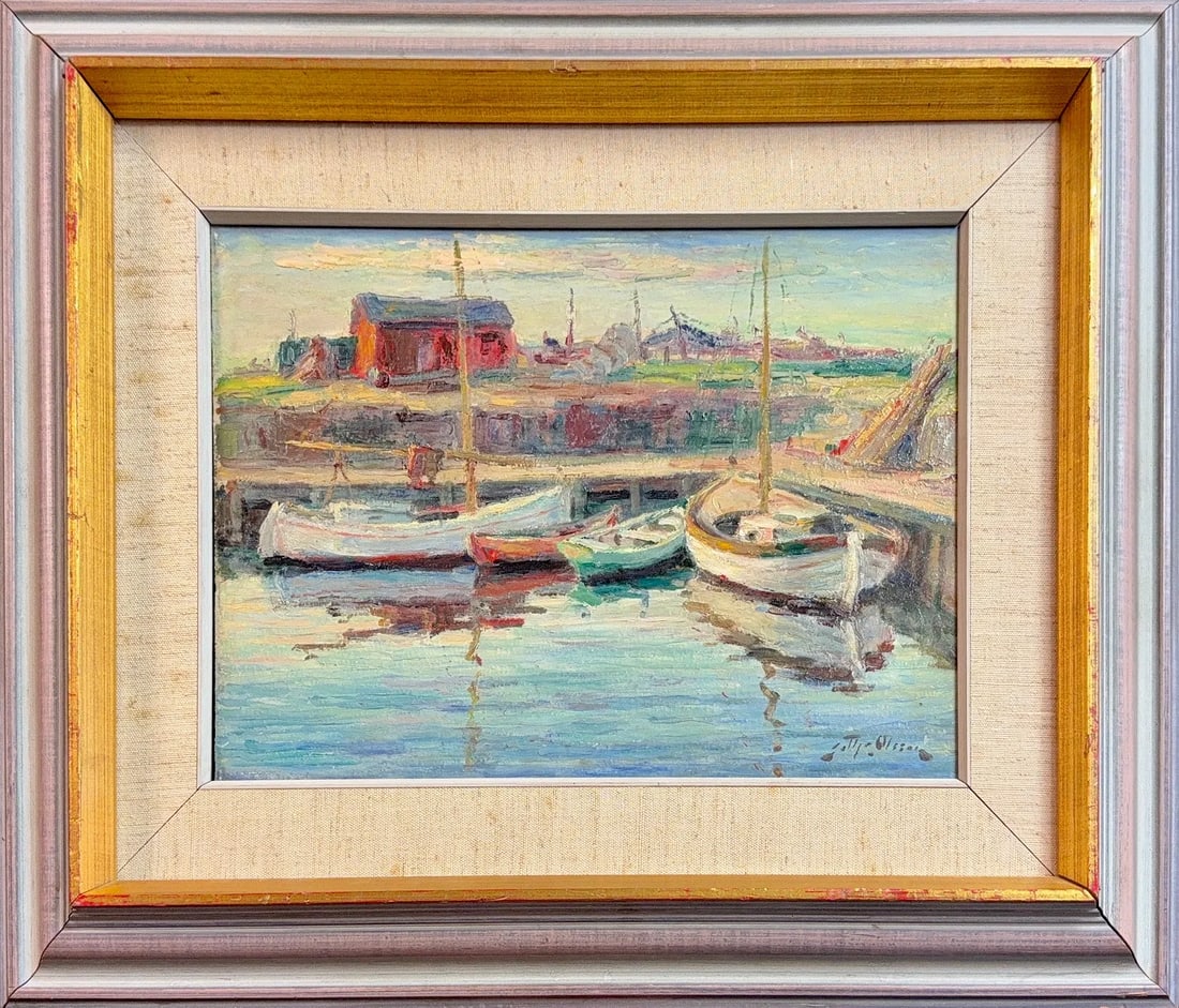 Gottfrid Olsson, Oil on Wood Board, Swedish (1890-1979): Artist, Year: Gottfrid Olsson, (1890-1979). Origin: Swedish. Medium: Oil on wood board. Dimensions: 9'' x 12.5''. 16.5'' x 20''. Condition: Good overall. Additional Information: Signed lower right. Th