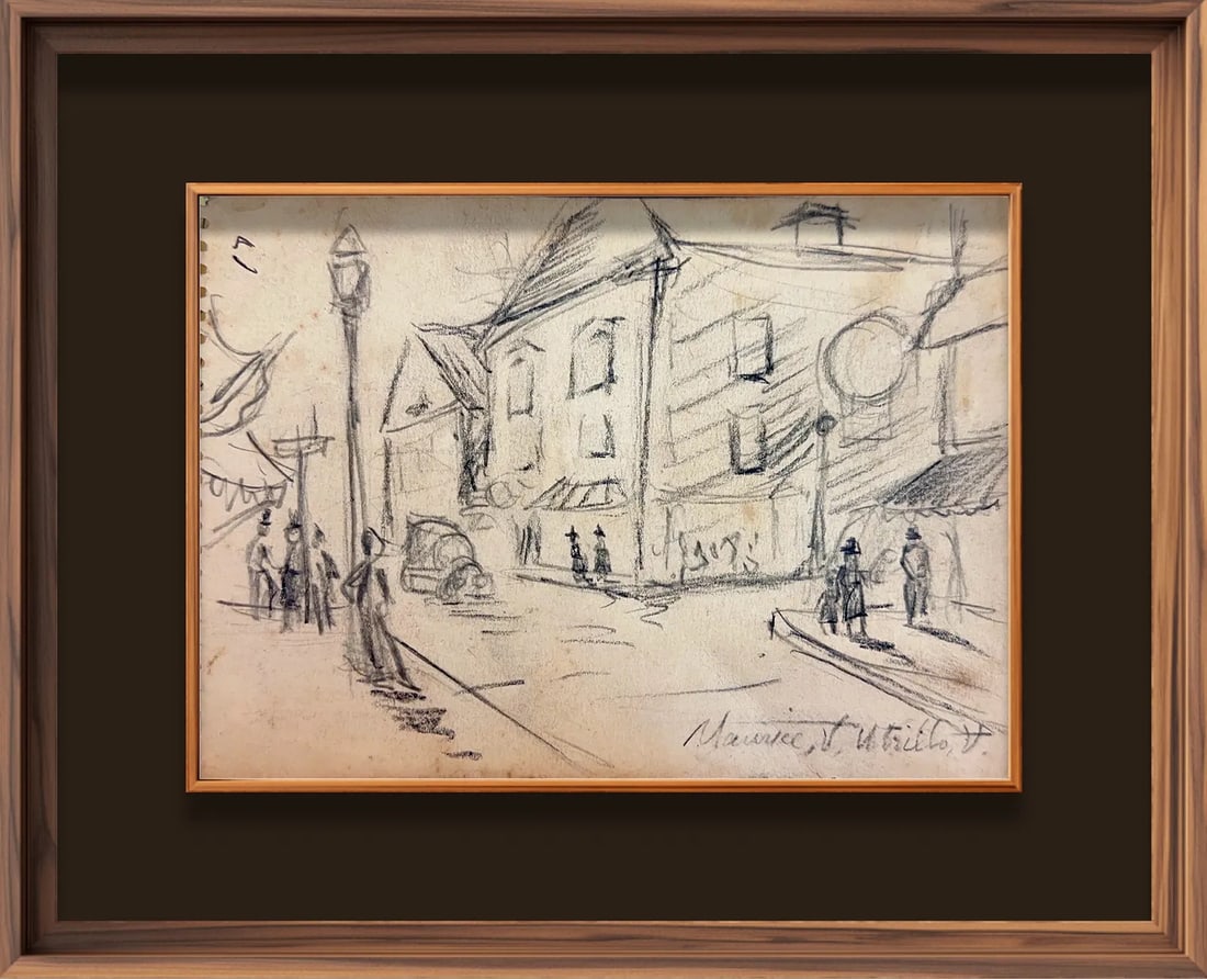 Maurice (Valadon) Utrillo, Pencil/Graphite on Paper, French (1883-1955): Artist, Year: Maurice (Valadon) Utrillo, (1883-1955). Origin: French. Medium: Pencil/graphite on paper. Dimensions: 5'' x 7''. Condition: Good overall. Provenance: In Private Collection by recent inhe