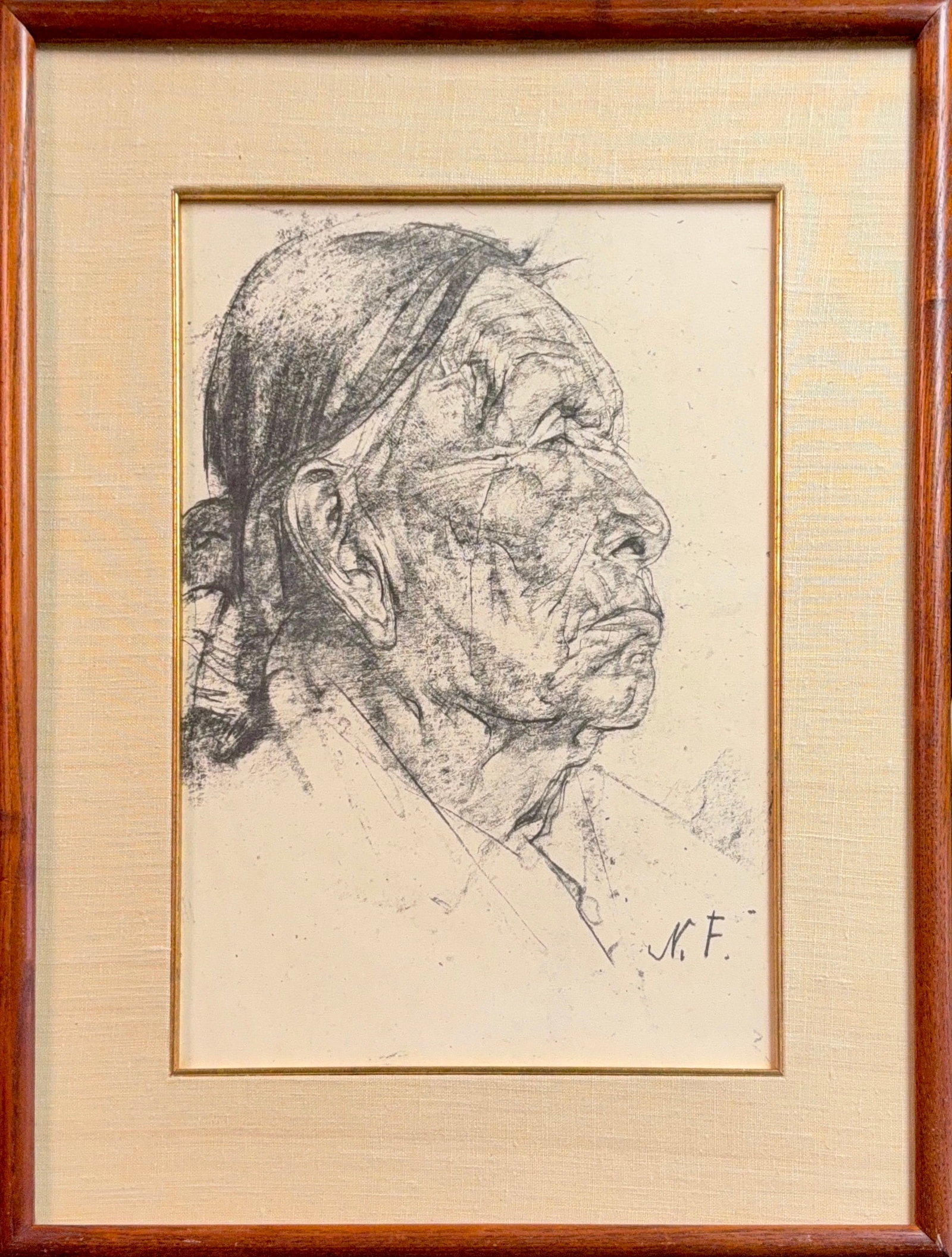 Nicolai Fechin, Charcoal on Paper, Russian (1881-1955): Artist, Year: Nicolai Fechin, (1881-1995). Origin: Russian. Medium: Charcoal on Paper. Dimensions: 17? x 12?. 24.5? x 19.5?. Condition: Good overall. Additional Information: Signed lower right. The pa