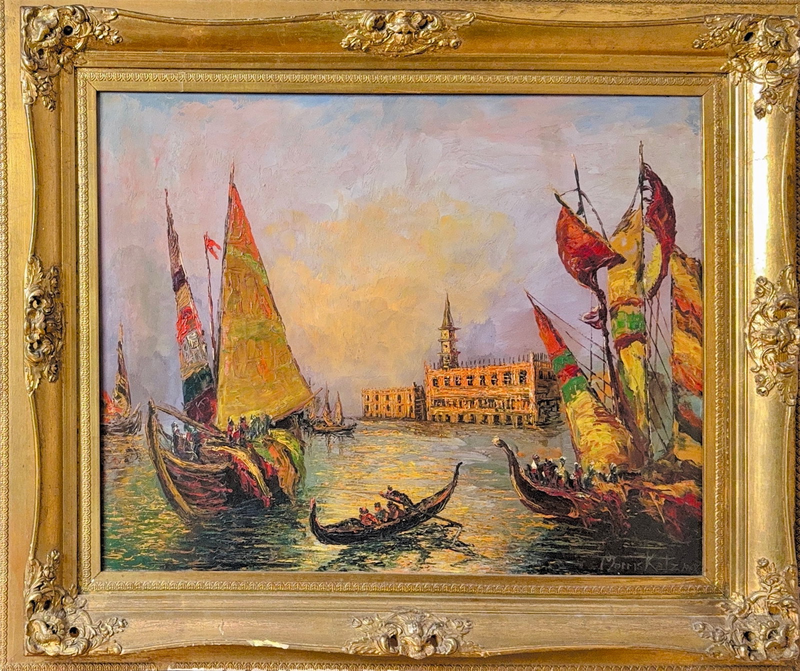 Morris Katz, Oil on Wood Board, Polish (1932-2010): Artist, Year: Morris Katz, (1932-2010). Origin: Polish. Medium: Oil on wood board. Dimensions: 23.5? x 29?. 33? x 38.5?. Condition: Good overall. Additional Information: Signed lower right, dated. The