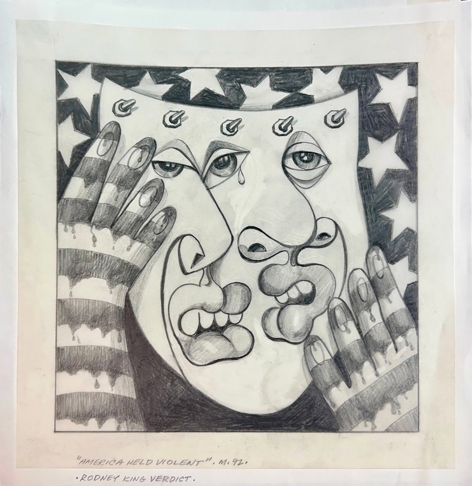 Picasso Style/Modernist Mystery Artist, Pencil Art on Chinese Artistic Paper (LOT OF 6): Picasso style. Medium: Pencil art in chinese artistic paper. Dimensions: Approximately 12? x 13?. Condition: Good overall. Additional Information: The paintings are in overall good condition, consiste