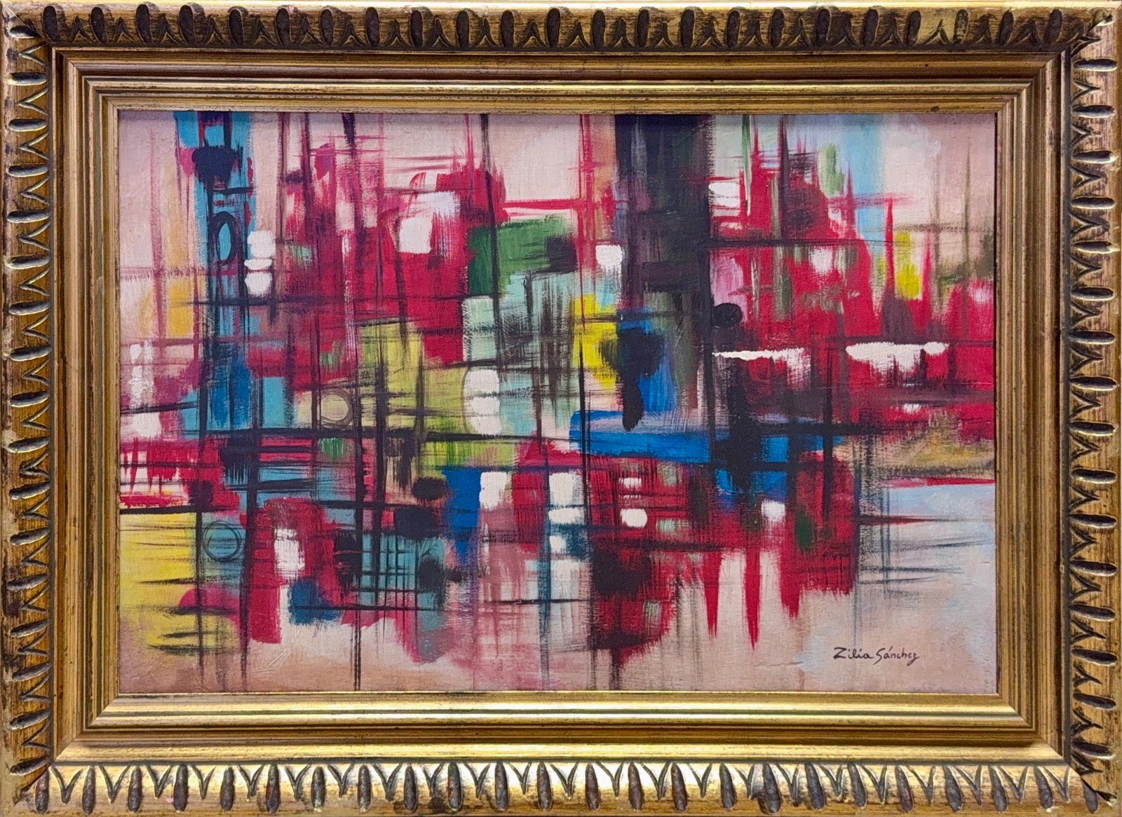 Zilia Sanchez, Oil on Canvas, Cuban (1926-2024): Artist, Year: Zilia Sanchez, (1926-2024). Origin: Cuban. Medium: Oil on canvas. Dimensions: 17'' x 25.5''. 24'' x 32.5''. Condition: Good overall. Provenance: In Private Collection. Additional Informa