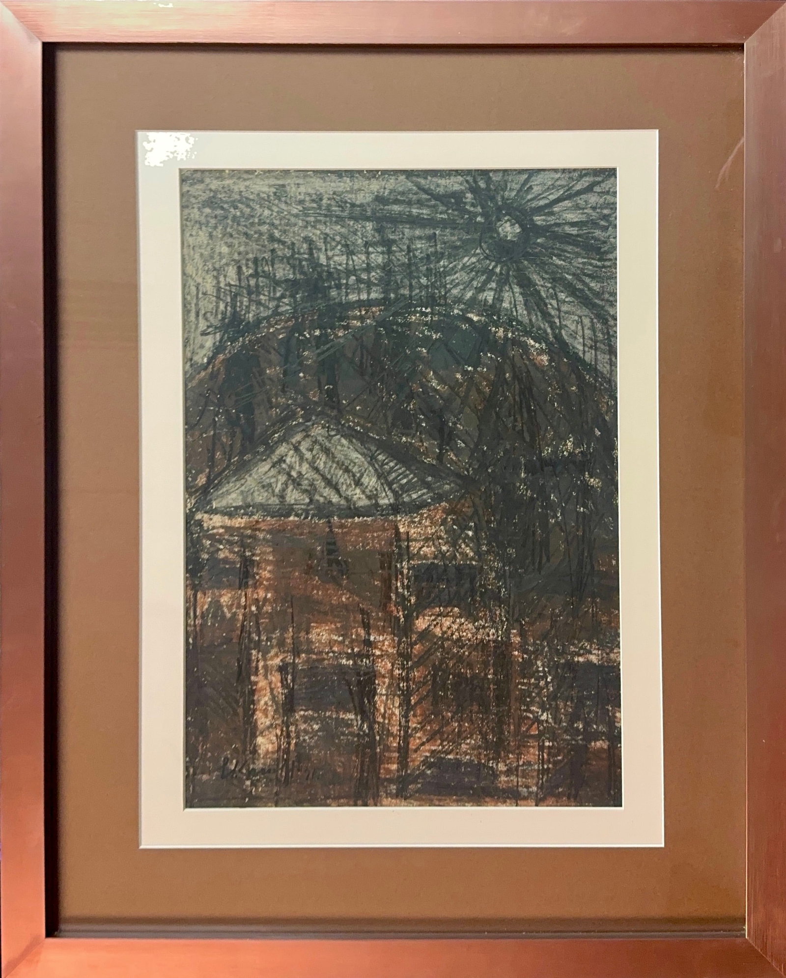 Leon Kossoff, Charcoal on Card Board, English (1926-2019): Artist, Year: Leon Kossoff, (1926-2019). Origin: England. Medium: Charcoal on card board. Dimensions: 17.5'' x 12''. Condition: Good overall. Provenance: In Private collection by recent Inheritance. A