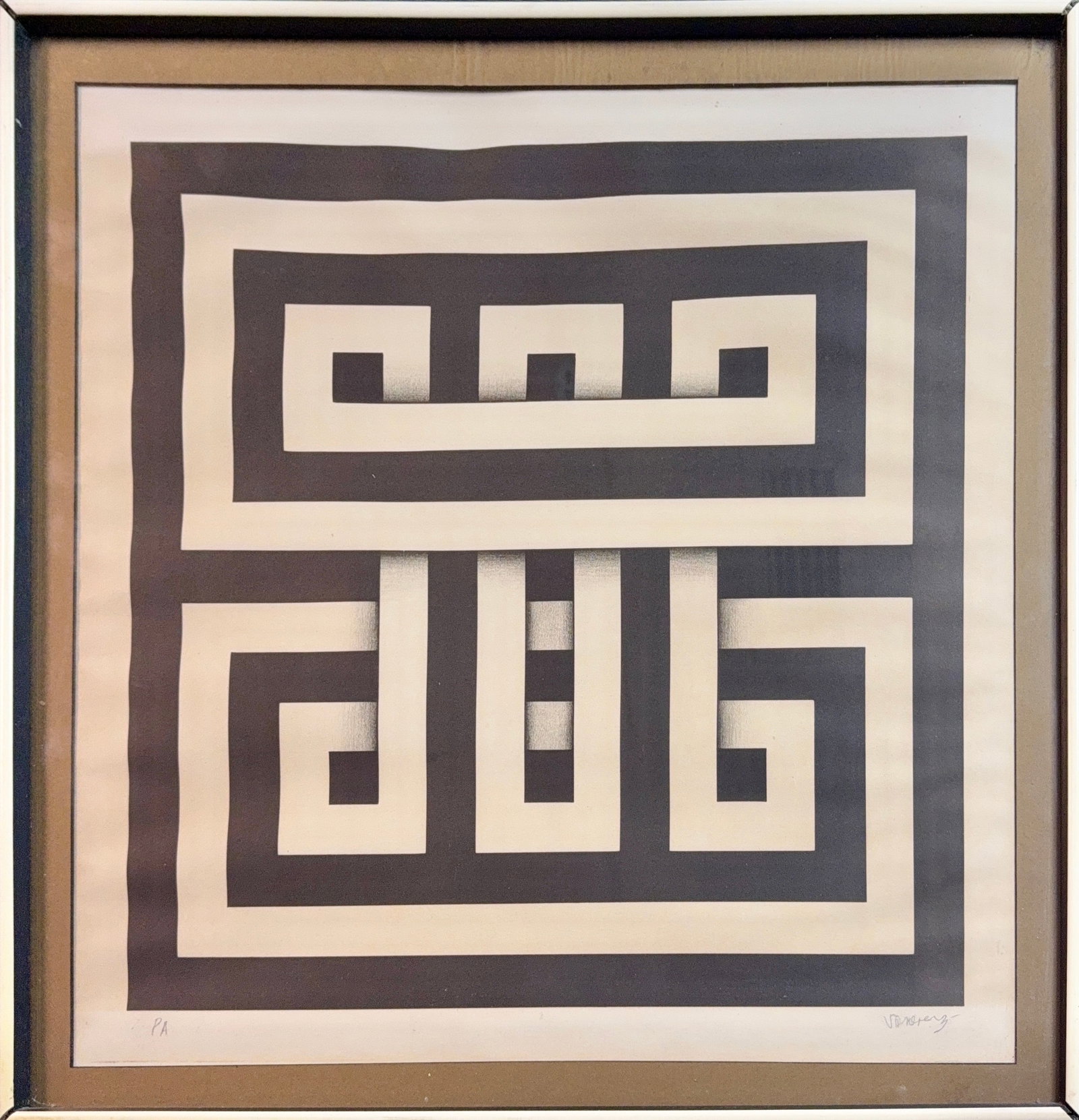 Victor Vasarely, Gouache on Paper, Hungarian (1906-1997): Artist, Year: Victor Vasarely, (1906-1997). Origin: Hungarian. Medium: Gouache on paper. Dimensions: 19'' x 19''. 22.5'' x 22.5''. Condition: Good overall. Additional Information: Signed lower right. 