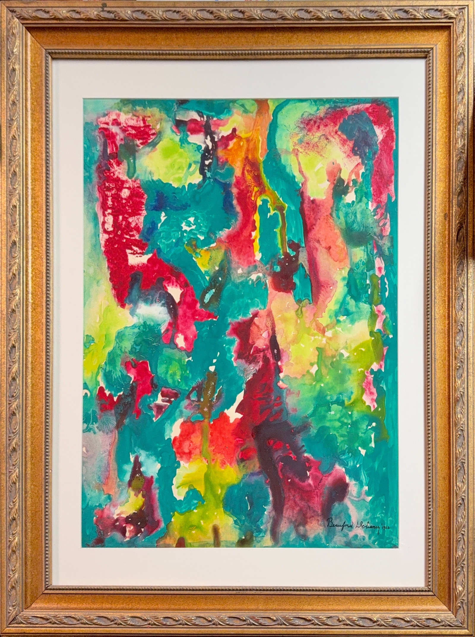 Beauford Delaney, Oil/Mix-Media on Paper, American (1901-1979): Artist, Year: Beauford Delaney, (1901-1979). Origin: American. Medium: Oil/Mix-Media on paper. Dimensions: 23” x 17”. 33” x 26.5”. Condition: Good overall. Additional Informati