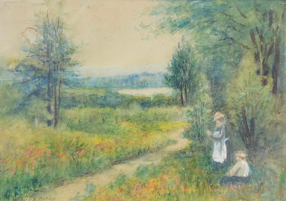 Mildred Anne Butler, Watercolor on Paper, Irish (1858 - 1941): Artist, Year, Title: Mildred Anne Butler (1858 - 1941). Origin: Irish. Medium: Watercolor on Paper. Dimensions: 8” x 11”; 12.5” x 15.5”. Condition: Good overall. The painting i