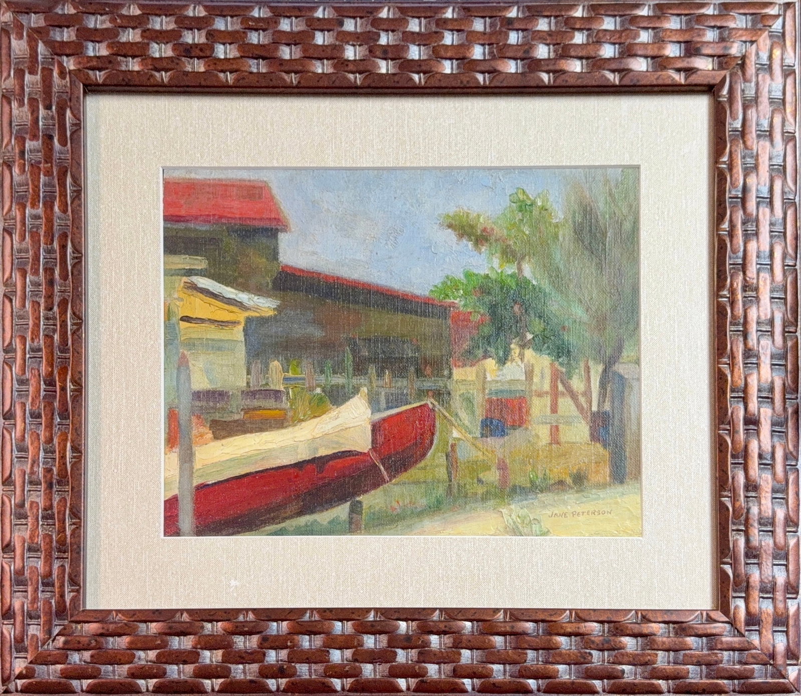 Jane Peterson, Oil on Canvas Board, American (1876-1965): Artist, Year: Jane Peterson, (1876-1965). Origin: American. Medium: Oil on canvas board. Dimensions: 8.5” x 11.5”. 16.5” x 19.5”. Condition: Good overall. Additional Informatio
