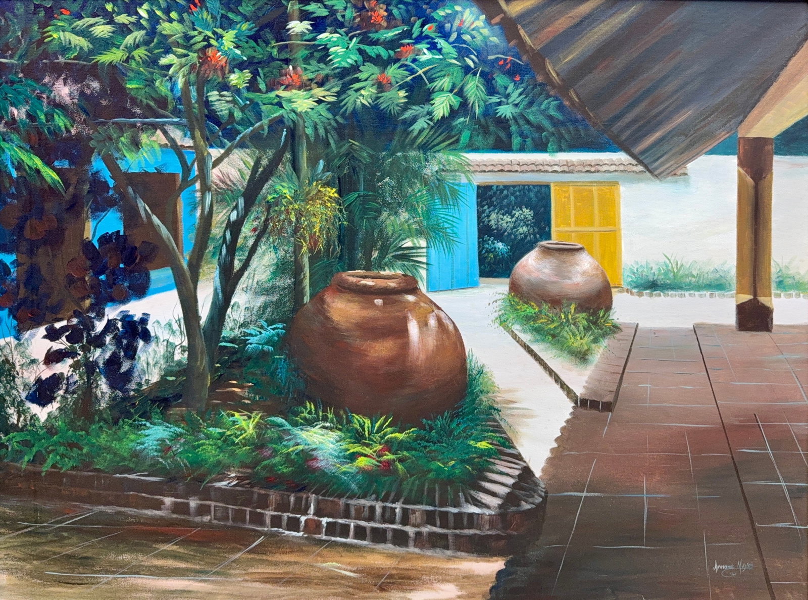 Armando Mejias, Oil on Canvas, Cuban (1963-Ongoing): Artist, Year, Title: Armando Mejias, (1963-Ongoing). Origin: Cuban. Medium: Oil on canvas. Dimensions: 29.5'' x 39.5''; 35.5'' x 45.5''. Condition: Good overall. Provenance: In Private Collection by I