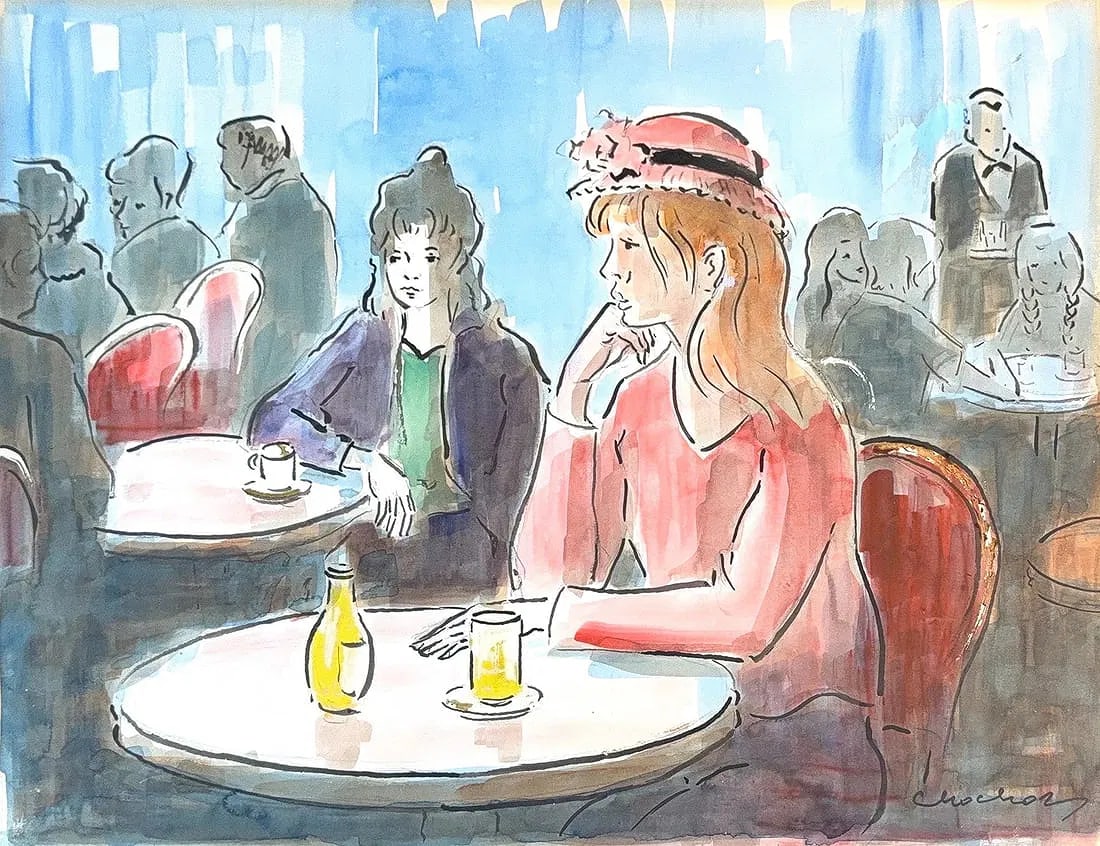 Andre Chochon, Watecolor on Paper, French (1910 - 2005): Artist, Year, Title: Andre Chochon, (1910-2005). Origin: French. Medium: Watercolor on Paper. Dimensions: 17.5'' x 23''. W/ frame 29 1/4'' x 33.5''. Condition: Good overall. Additional Information: Th