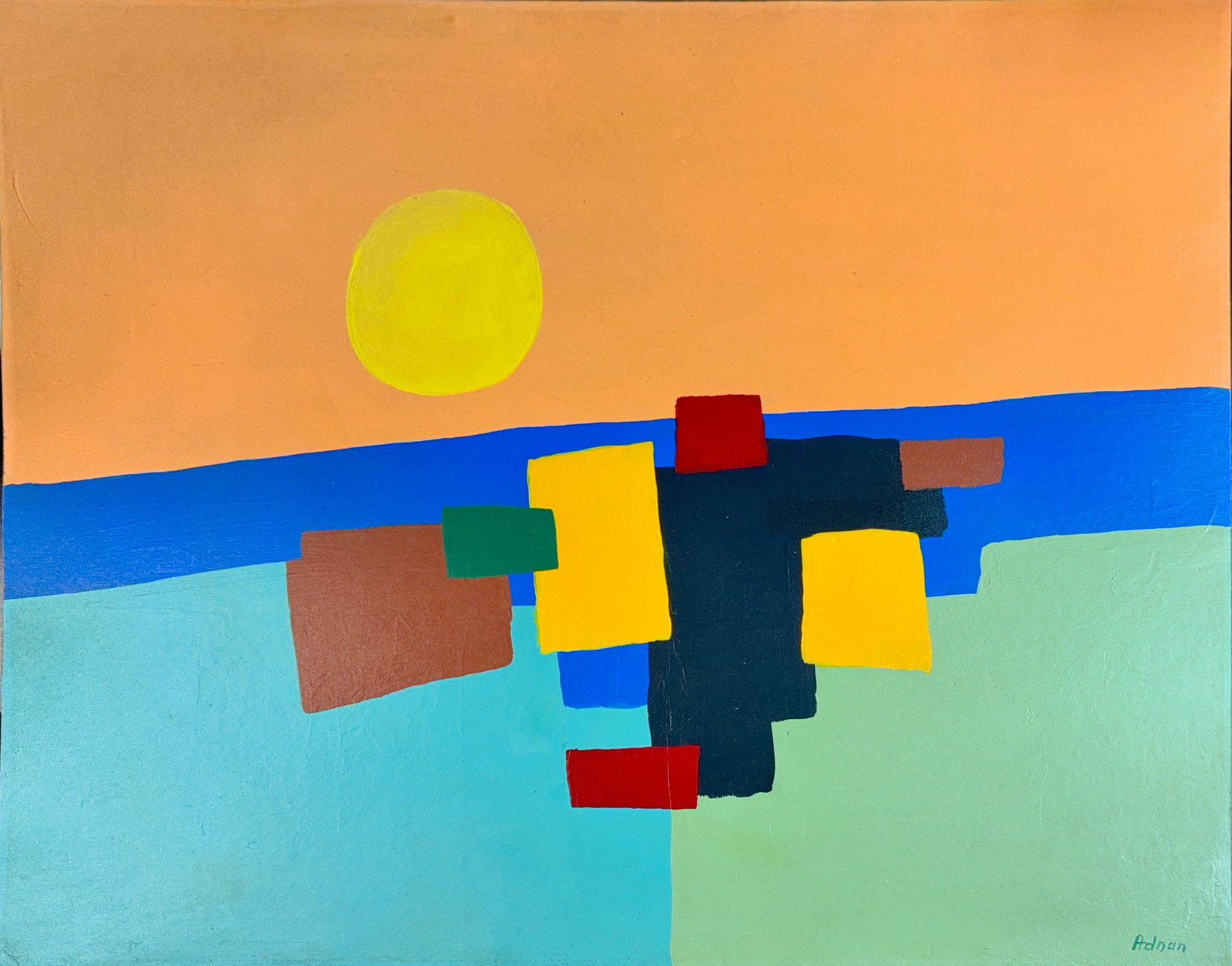 Etel Adnan, Oil/Mix-Media on Board, Lebanese (1925-2021) (1 of 8)