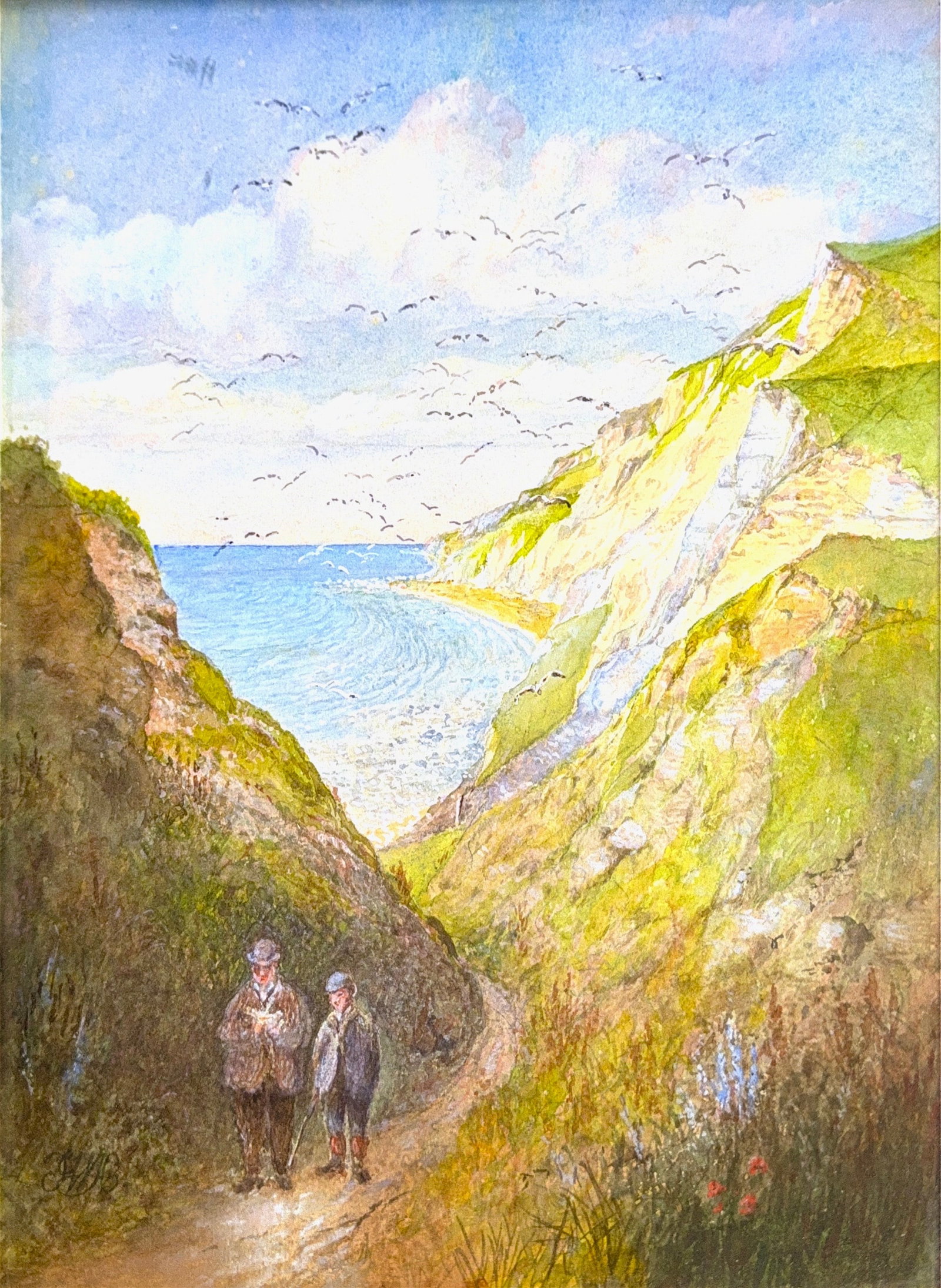 John White Abbott England, Watercolor on Paper, English (1763-1851): Artist, Year: John White Abbott England, (1763-1851). Origin: English. Medium: Watercolor on Paper. Dimensions: 11" x 8.5" ; 12" x 9.5". Condition: Good overall. Provenance: In Private collection by r