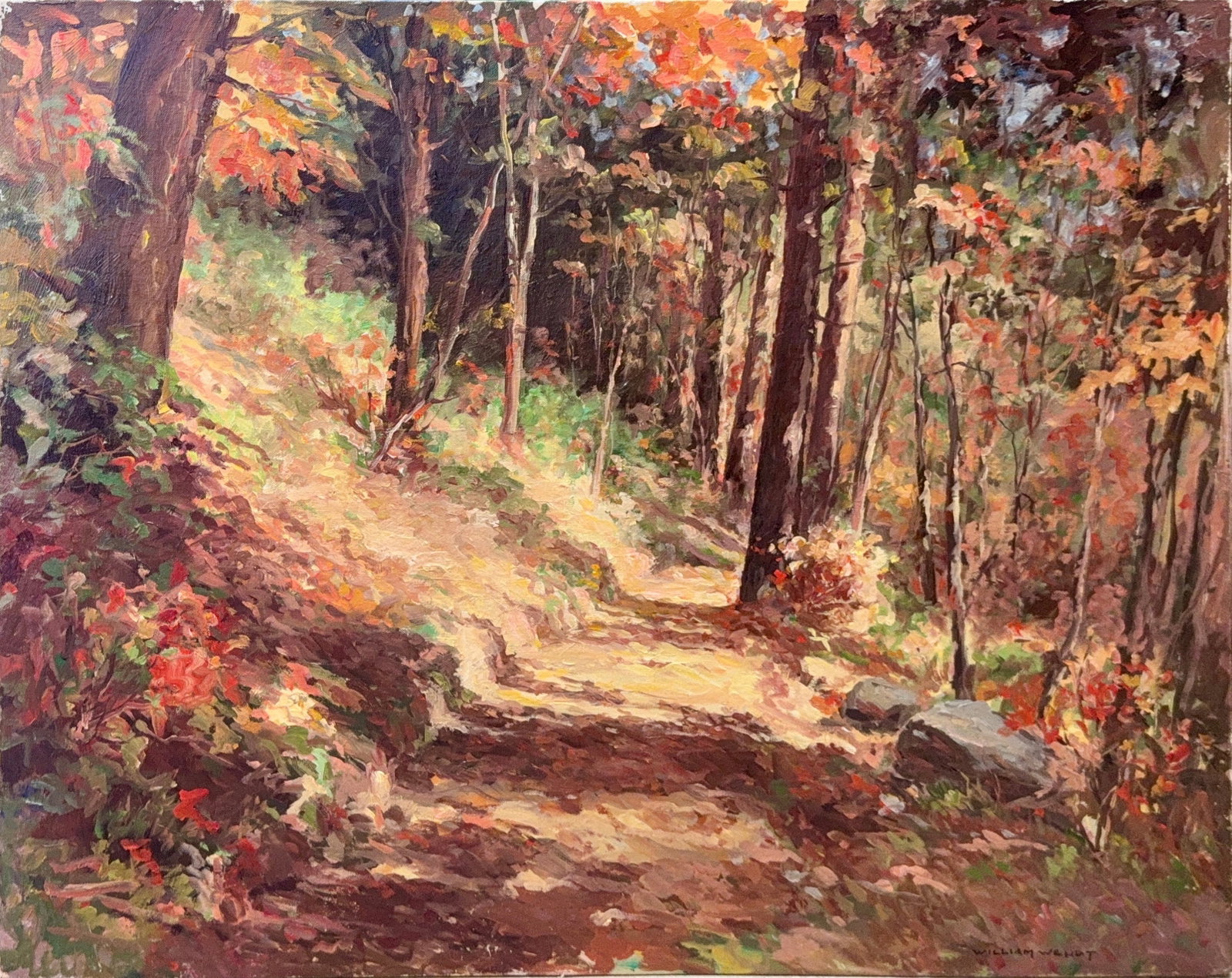 William Wendt, Oil on Canvas Board, German-American (1865-1946): Artist, Year, Title: William Wendt, (1865-1946). Origin: German-American. Medium: Oil on canvas board. Dimensions: 24” x 30”. Condition: Good overall. Provenance: In Private collection. Ad