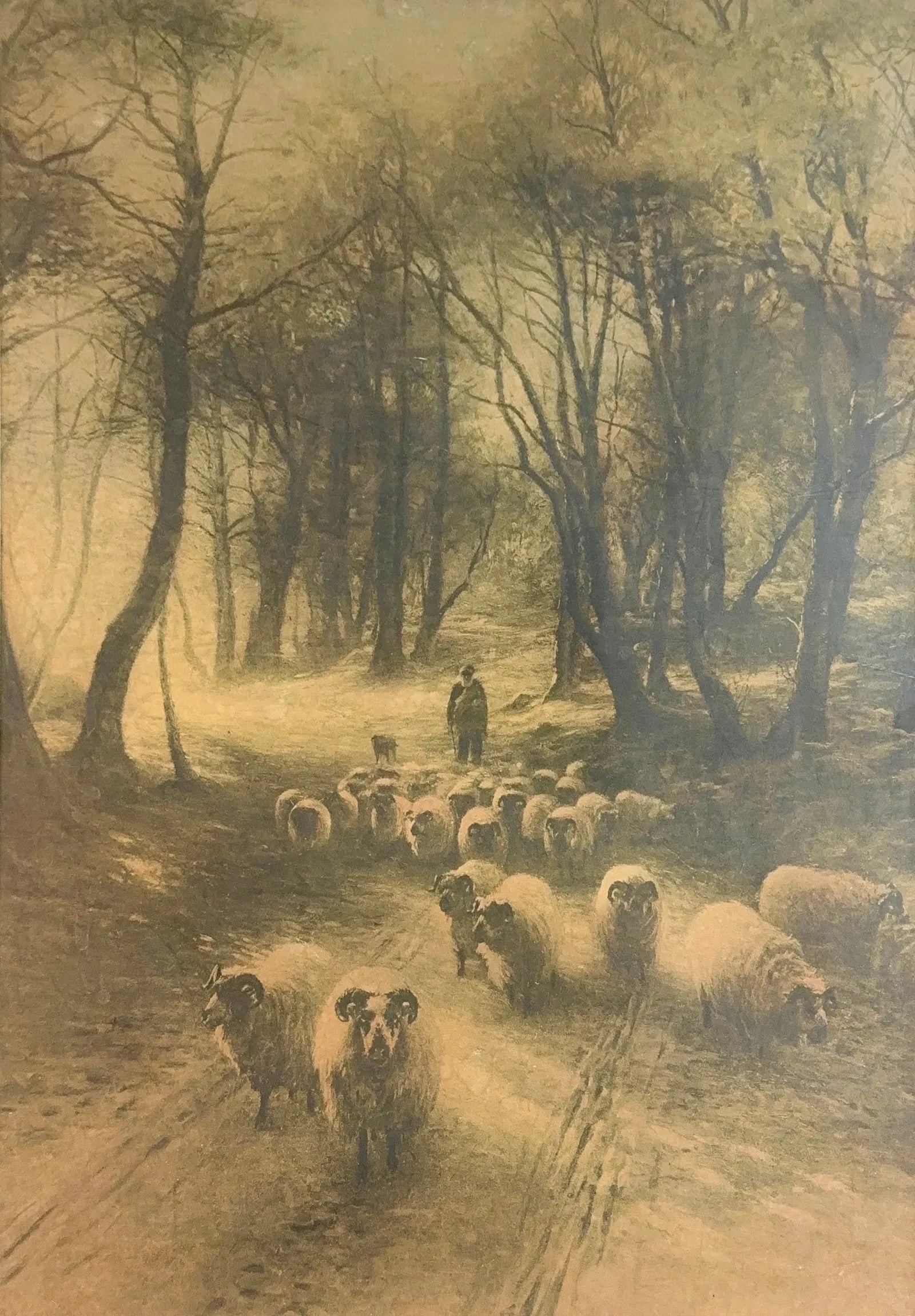 Joseph Farquharson, Antique Print, Scottish (1846-1936), Home Through the Woods: Artist, Year, Title: Joseph Farquharson, (1846 - 1936), Home Through the Woods. Origin: Scottish. Medium: Print. Dimensions: 14.5'' x 10.5''. 18.5'' x 14.5''. Condition: Good overall. Additional Infor