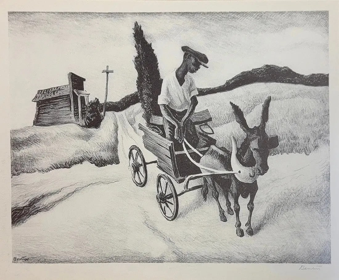Thomas Hart Benton, Antique Lithograph, American (1889 - 1975) Hand Signed (1 of 9)