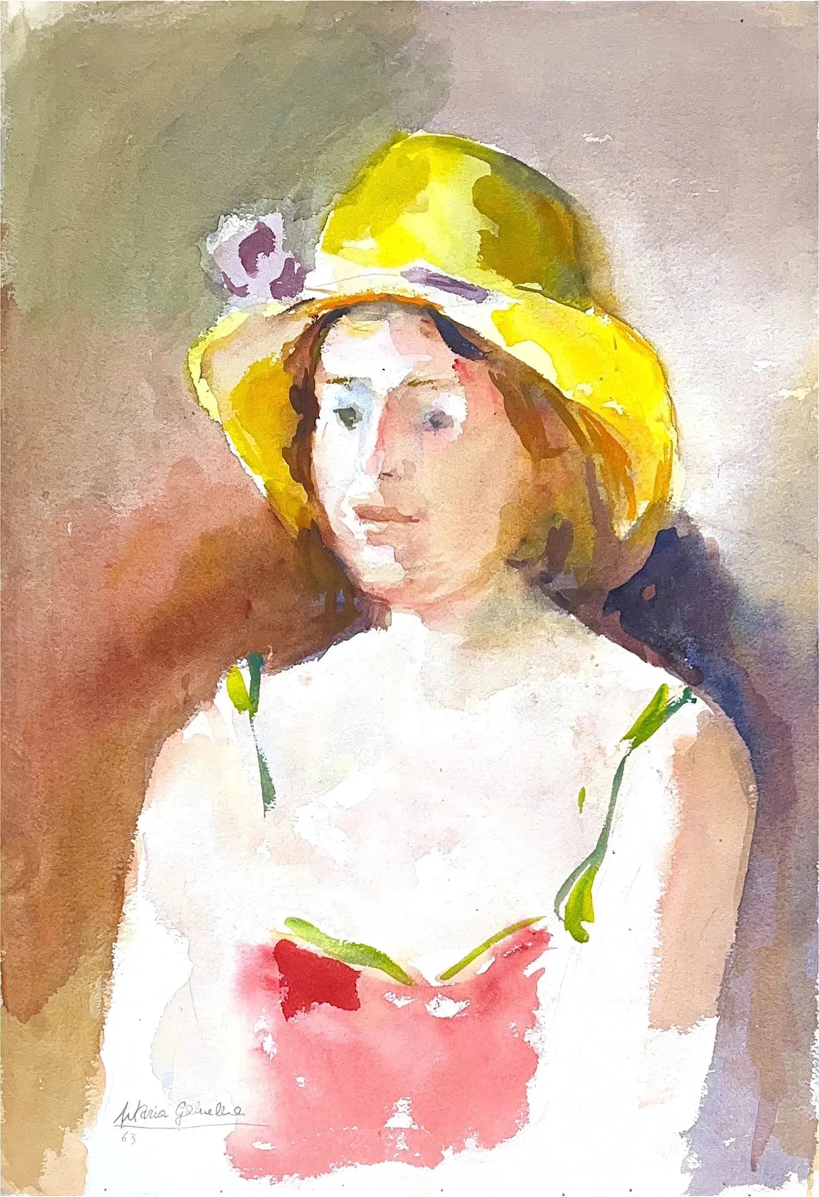 Maria Gabriella DI SAVOIA, Watercolor on Paper (1940 - Unknown): Artist, Year, Title: Maria Gabriella DI SAVOIA, (1940 - Unknown). Medium: Watercolor on Paper. Dimensions: 20'' x 14''; 28 3/4'' x 22.5''. Condition: Good overall. Provenance: In Private Collection. A