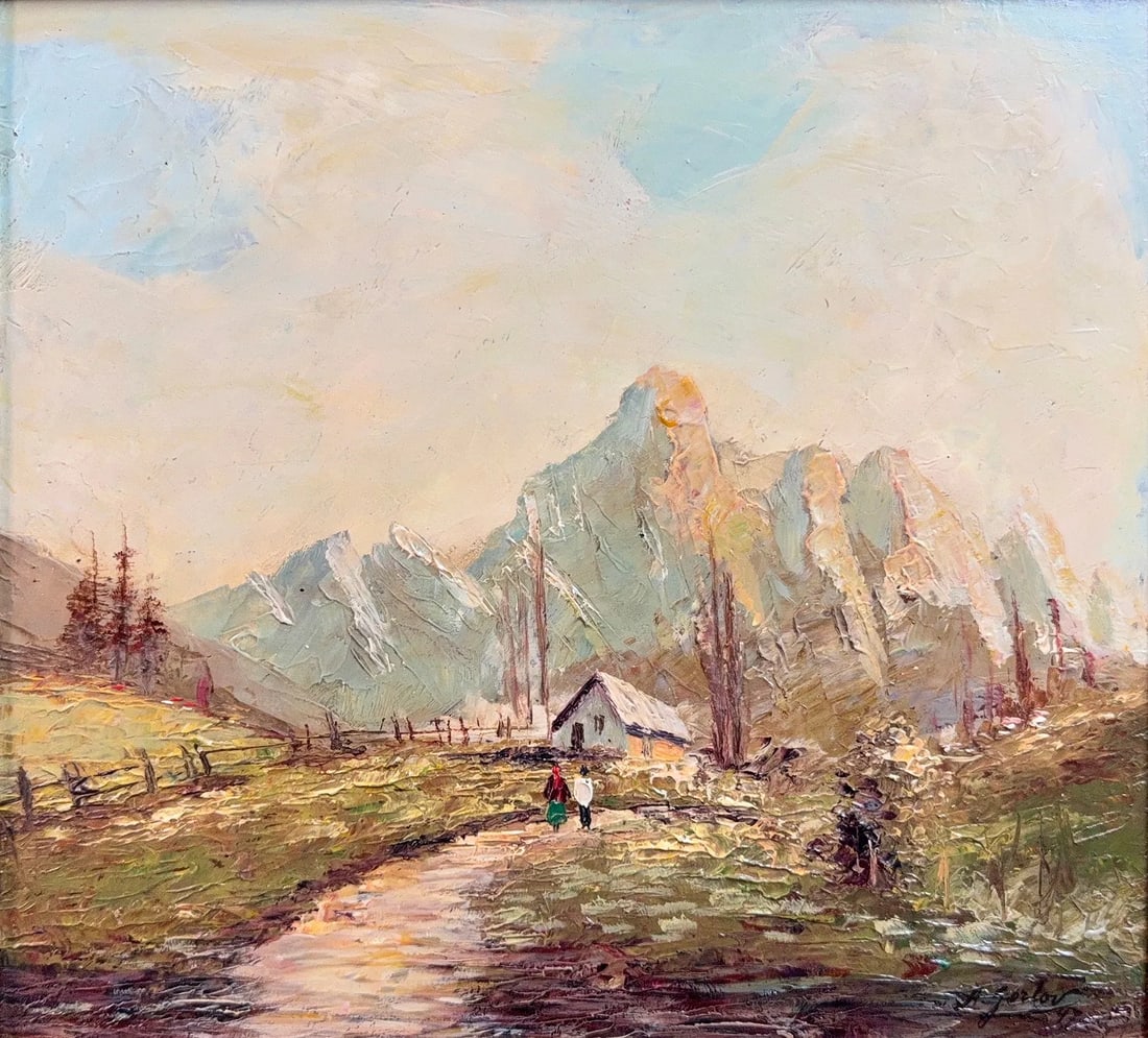 Aleksandar Gorlov, Oil on Wood Board, Russian: Artist: Aleksandar Gorlov. Origin: Russian. Medium: Oil on Wood board. Dimensions: 13.5'' x 15.5''. Condition: Good overall. Additional Information: Signed lower right corner, dated. The painting is i