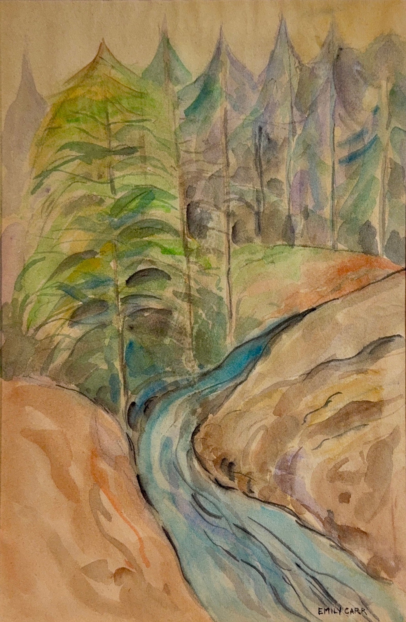 Emily Carr, Watercolor on Paper, Canadian (1871-1945): Artist, Year, Title: Emily Carr, (1871-1945). Origin: Canadian. Medium: Watercolor on paper. Dimensions: 14.5? x 10?. 20? x 16?. Condition: Good overall. Additional Information: Signed lower right cor