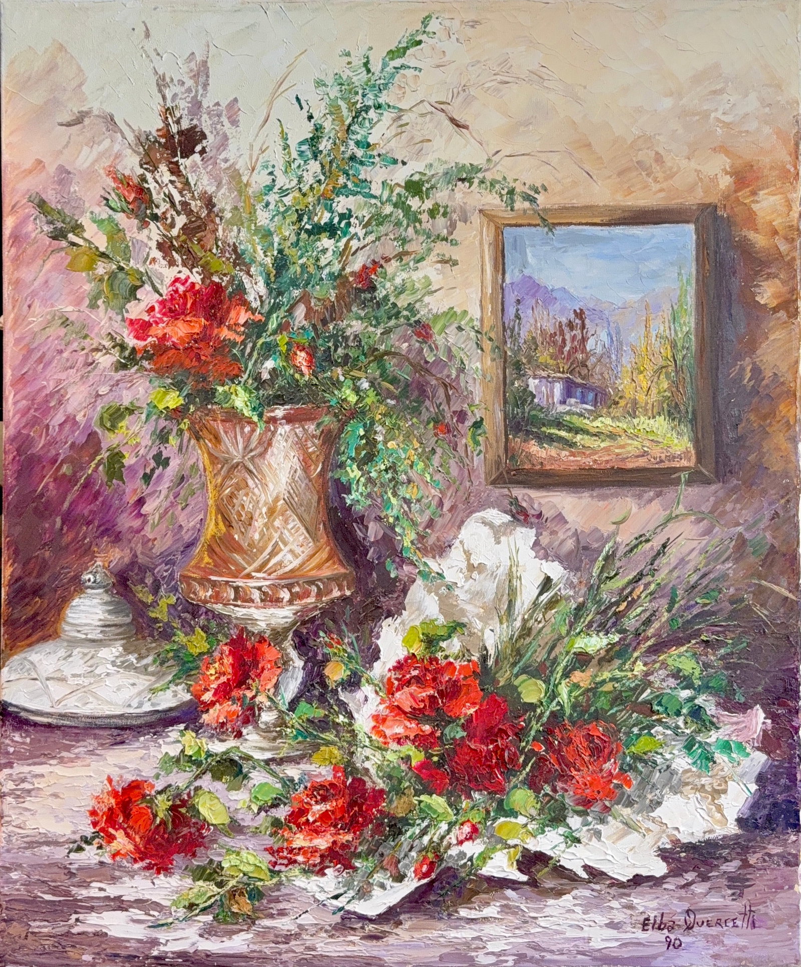 Elba Marta Quercetti, Oil on Canvas, Argentinian (Comes with C.O.A) "Copa de Cristal" (1 of 10)