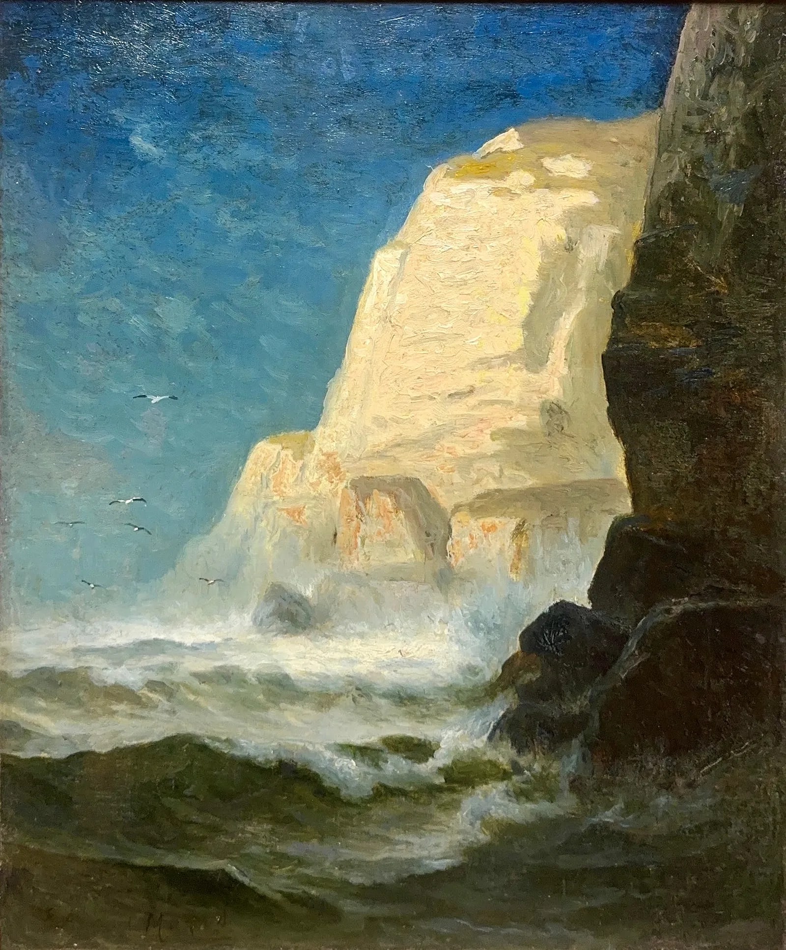Edward Moran, Oil on Canvas, British (1829-1901), 'Cliff in a Storm' (1 of 7)