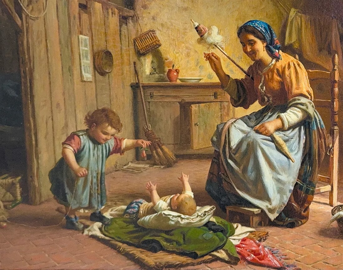19th Centuary Italian School of Gaetano Chierici, Oil on Canvas.: Condition: Good overall. Provenance: In Private collection. Purchased in Florence and brought to the USA. See multiple stamps of Florence in the back. Additional Information: Signed on the back. The p