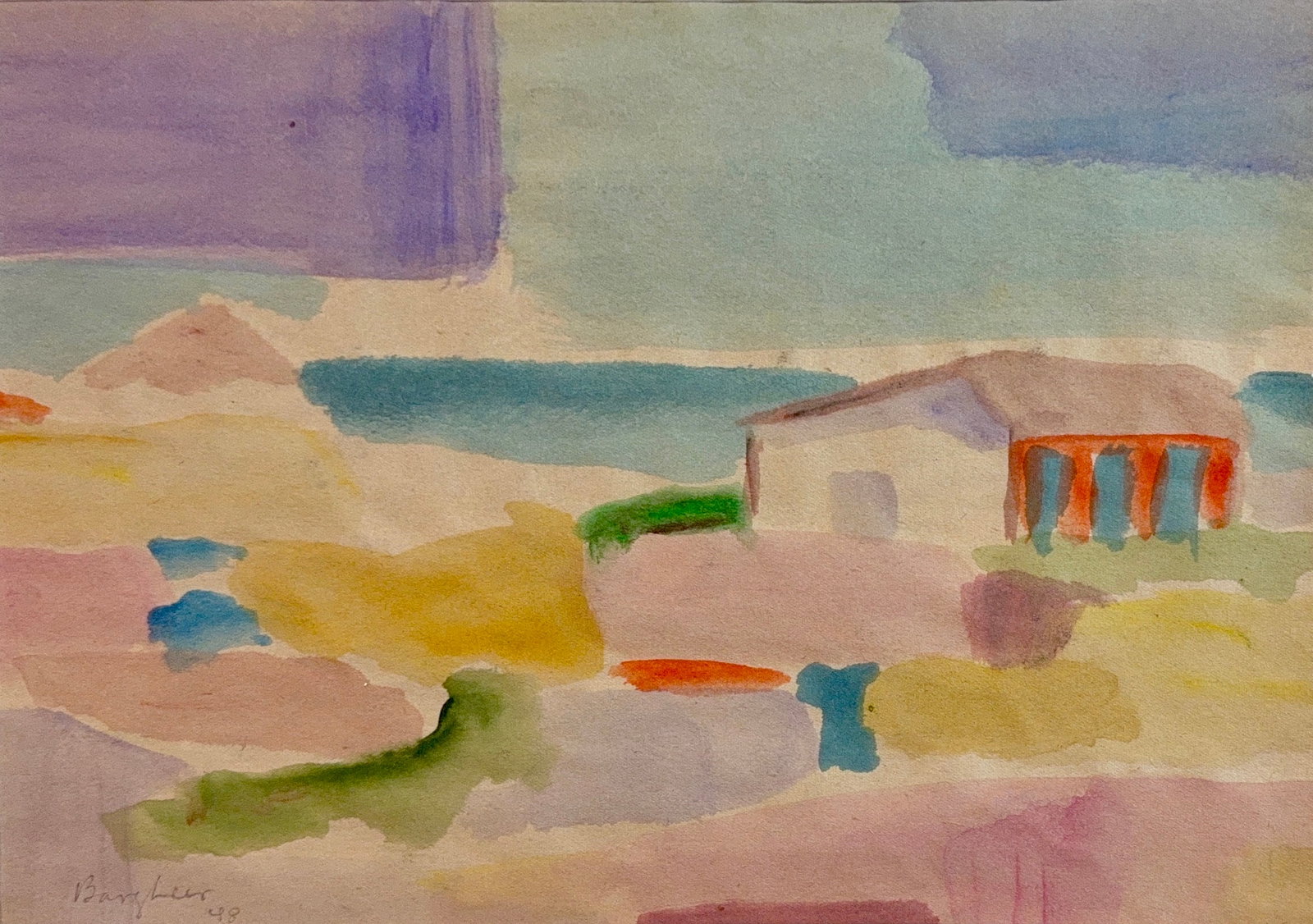 Eduard Bargheer, Watercolor on Paper, German (1901-1979) "Beach House" (1 of 10)