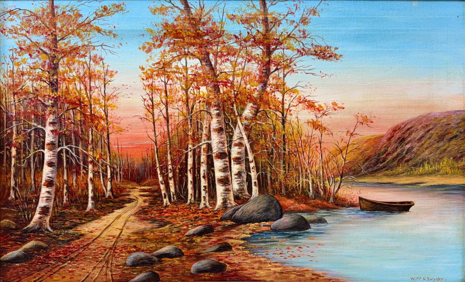 William McKendree Snyder, Oil on Canvas, American (1848-1930): Artist, Year, Title: William McKendree Snyder, (1848-1930). Origin: American. Medium: Oil on canvas. Dimensions: 18” x 29.5”. 23” x 34.5”. Condition: Good overall. Additional I