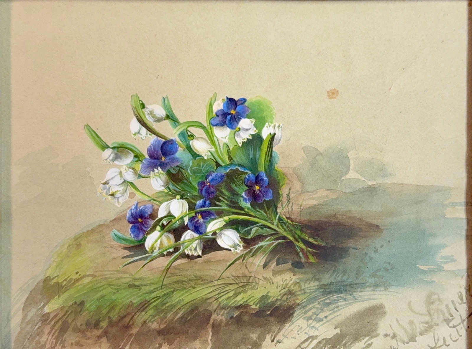 Illegible Signature, Watercolor on Paper: Artist, Year, Title: N/A. Origin: N/A. Medium: Watercolor on paper. Dimensions: 8.5” x 11.5”. 10” x 13”. Condition: Good overall. Additional Information: Signed lower right cor