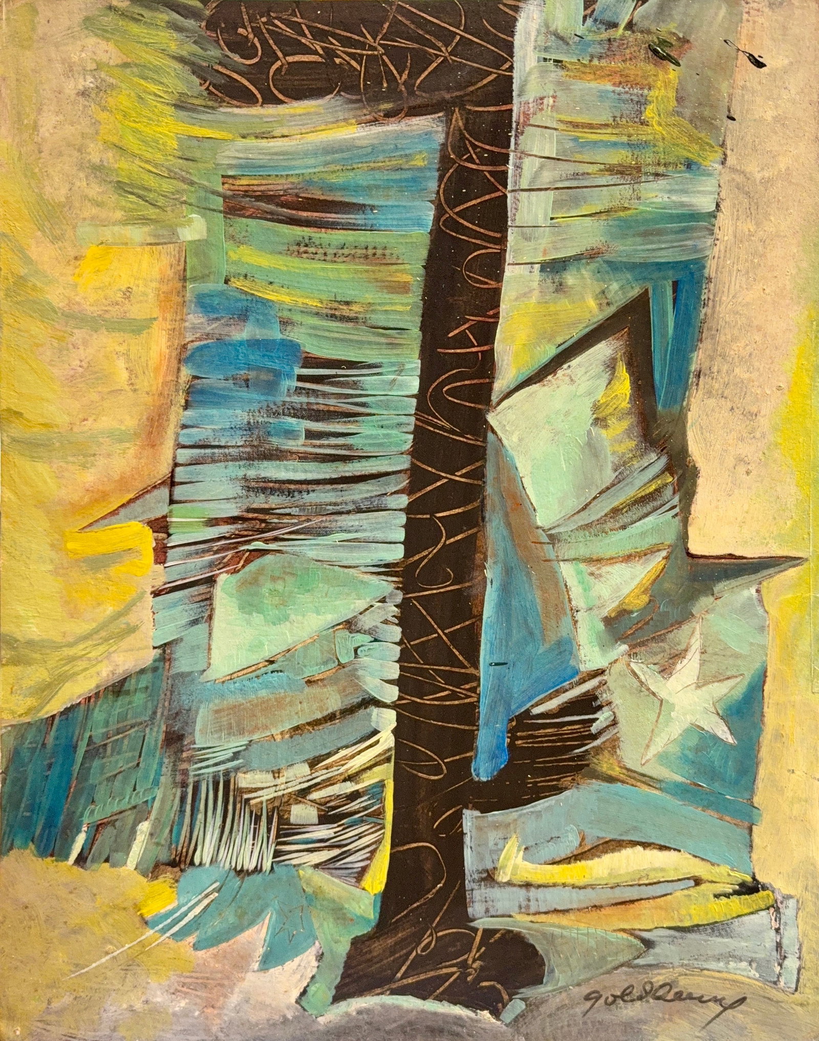 Michael Goldberg, Oil/Mix Media on Hardboard, American (1924-2007) (1 of 6)