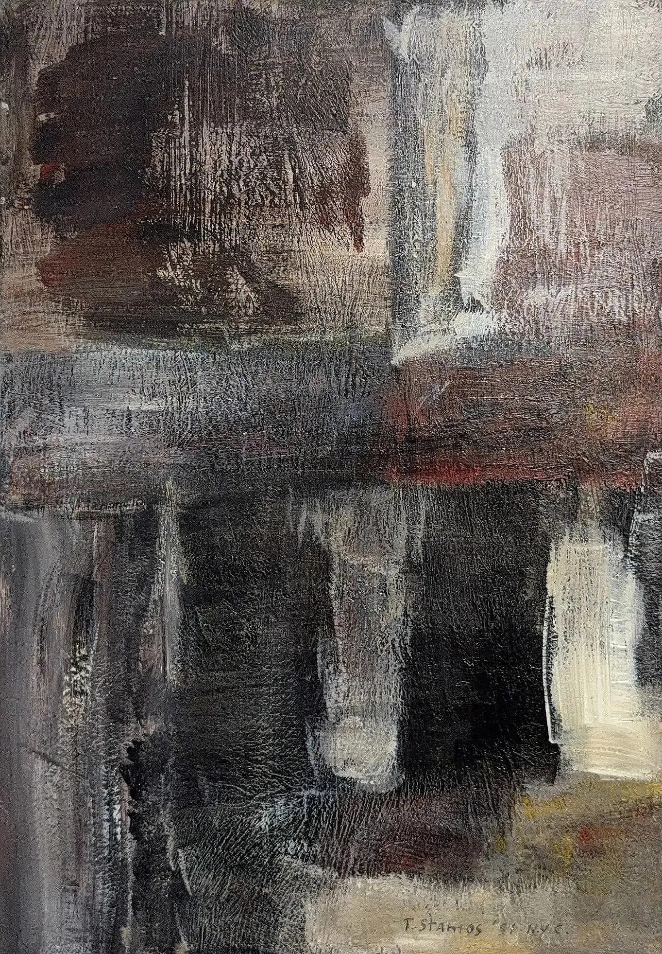 Theodoros S Stamos, Oil/Acrylic/Mix-Media on Wood Board, American (1922 - 1997): Artist, Year: Theodore S. Stamos, (1922 - 1997). Origin: American. Medium: Oil/acrylic/mix media on wood board. Dimensions: 13'' x 9''. Condition: Good overall. Provenance : IN PRIVATE COLLECTION. Pur