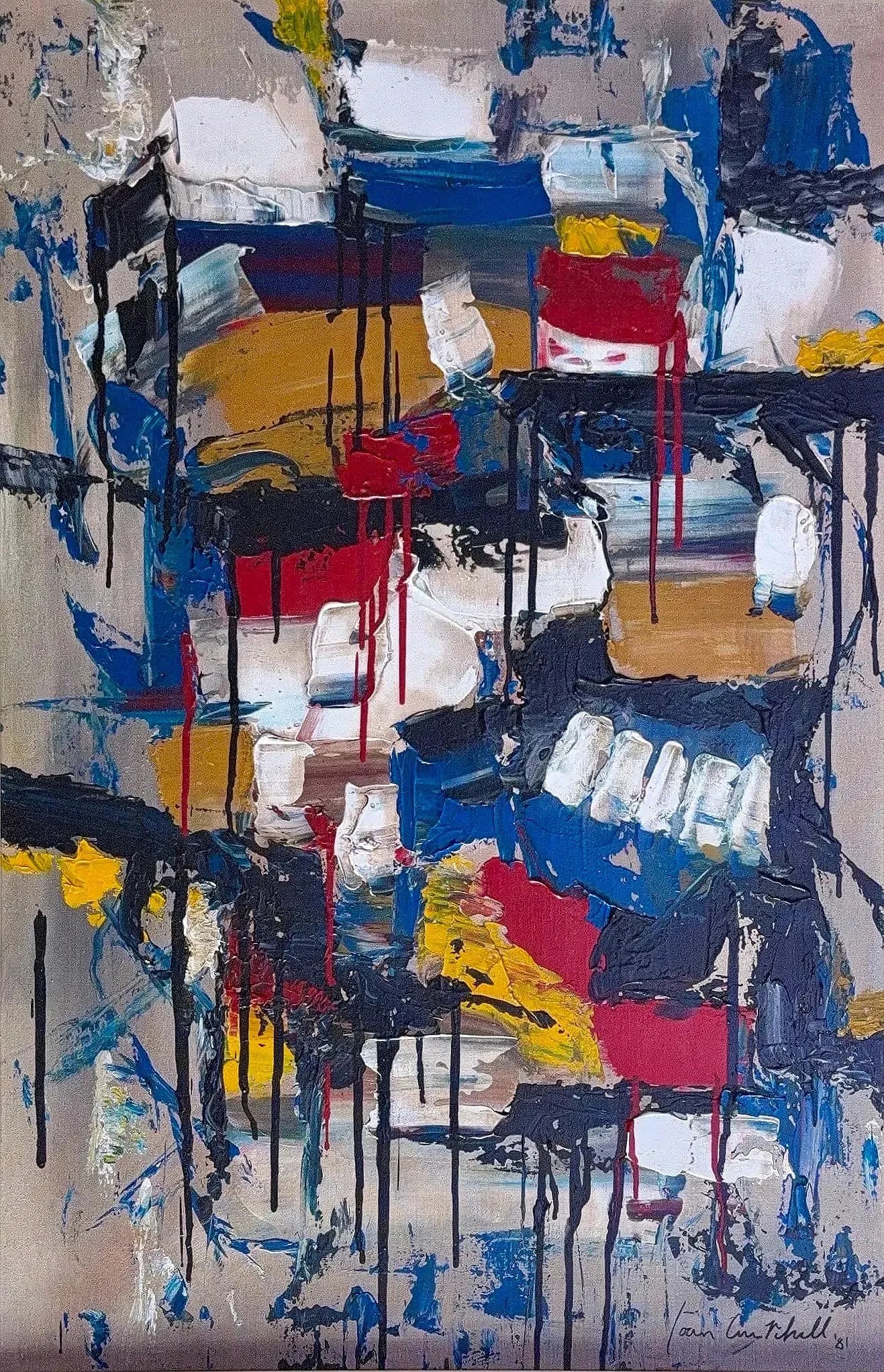 Joan Michell, Oil on Canvas, American (1925-1992): Artist, Year: Joan Michell, (1925 - 1992). Origin: American. Medium: Oil on canvas. Dimensions: 35.5" x 23.5"; 43" x 31". Condition: Good overall. Provenance: IN PRIVATE COLLECTION. Additional Informa
