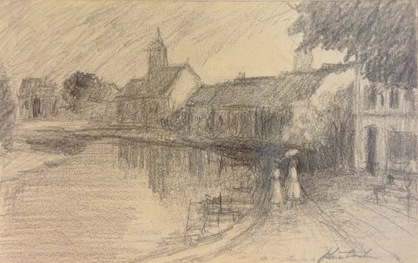 Johan Barthold Jongkind, Pencil on Paper, Dutch (1819-1891): Artist, Year, Title: Johan Barthold Jongkind, (1819-1891). Origin: Dutch. Medium: Pencil on paper. Dimensions: 4.5” x 7”. 8.5” x 11”. Condition: Good overall. Additional Inform