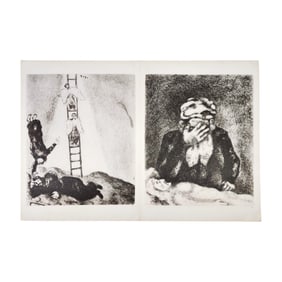 Marc Chagall Heliogravure Print 1956 Bible Series Jacobs Ladder