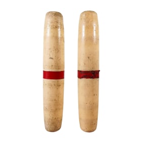 Two Vintage Candlepin Bowling Pins
