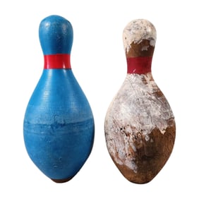 Two Vintage Duck Pin Bowling Pins