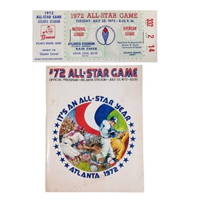 1972 All Star Baseball Game Ticket and Program Book