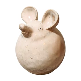 Vintage Folk Art Pottery Mouse Sculpture