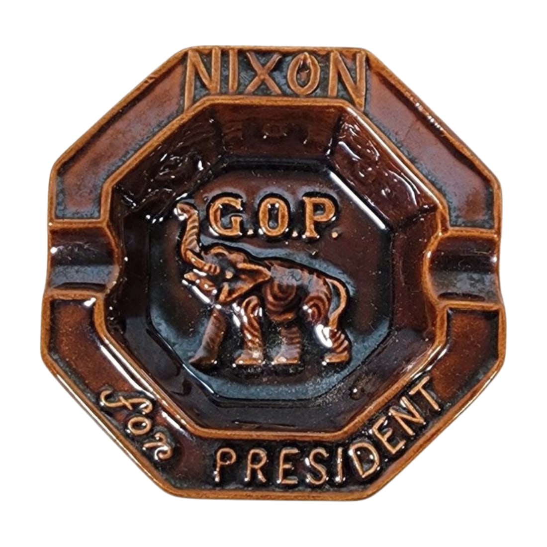 Richard Nixon GOP Ceramic Pottery Ashtray (1 of 4)