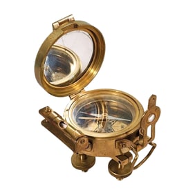 Stanley London Natural Sin Brass Nautical Compass w/ Stand & Level