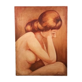 Vintage Nude Woman Portrait Signed